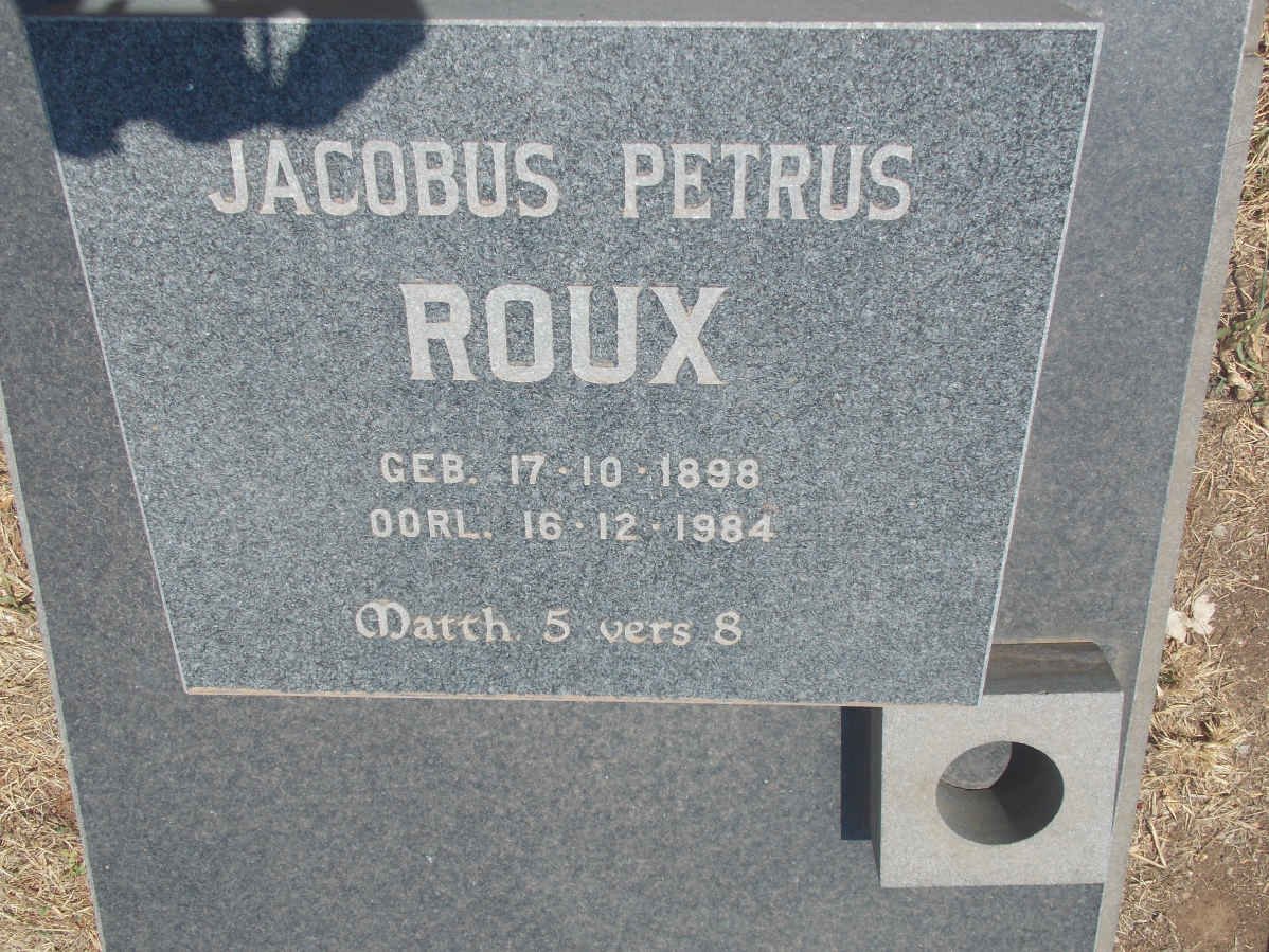ROUX Jacobus Petrus 1898-1984