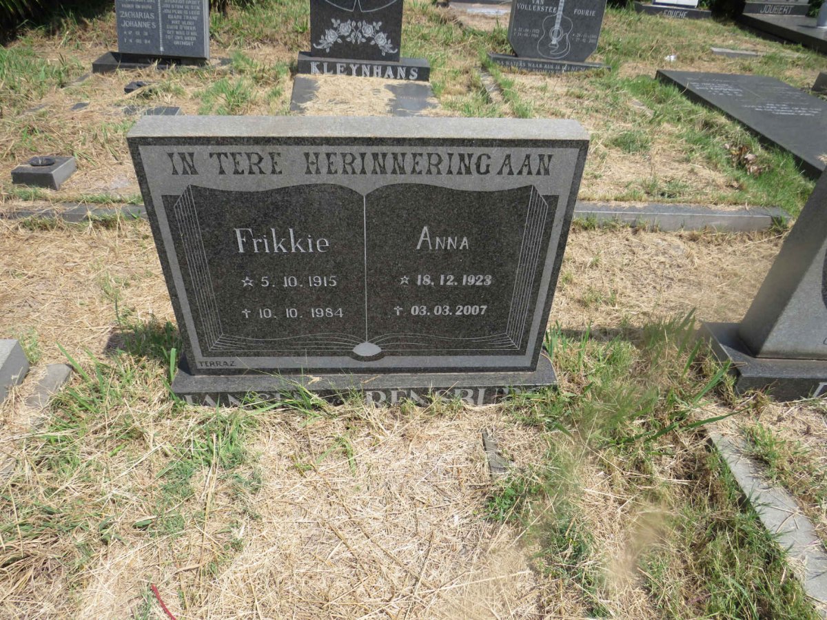 RENSBURG Frikkie, Jansen v. 1915-1984 & Anna 1923-2007