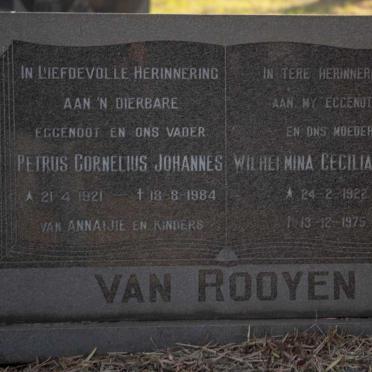 ROOYEN Petrus Cornelius Johannes, van 1921-1984 &amp; Wilhelmina Cecilia Maria 1922-1975