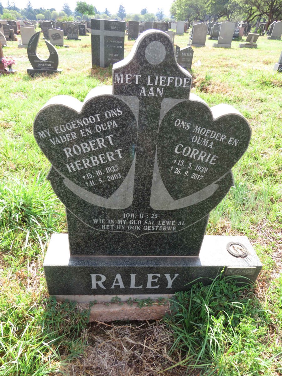 RALEY Robert Herbert 1933-2003 & Corrie 1939-2017
