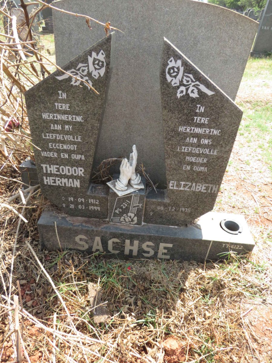 SACHSE Theodor Herman 1912-1999 & Elizabeth 1935-