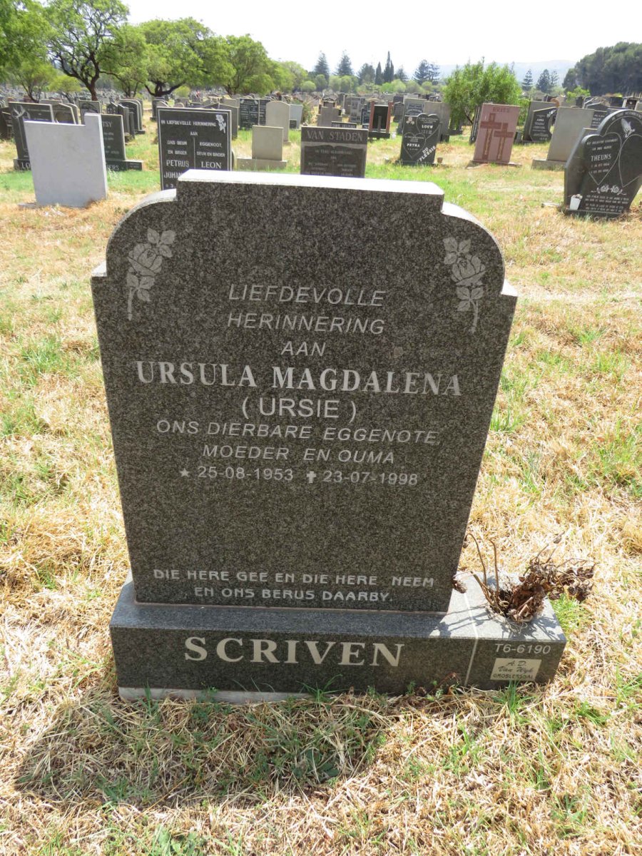 SCRIVEN Ursula Magdalena 1953-1998