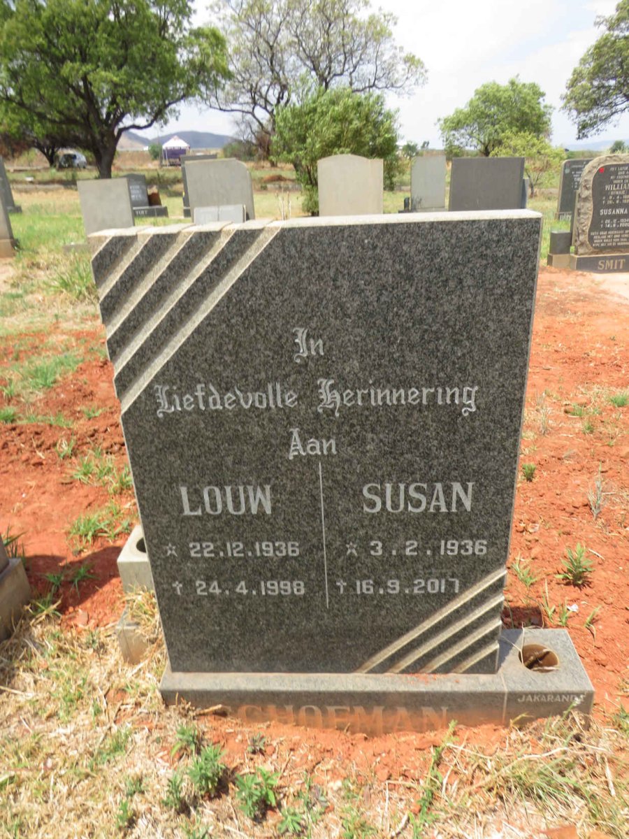 SCHOEMAN Louw 1936-1998 & Susan 1936-2017