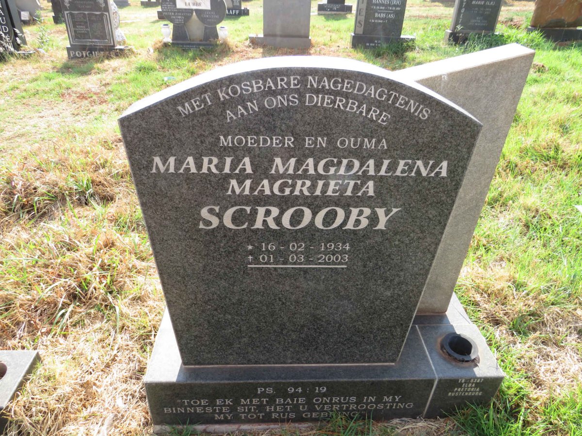 SCROOBY Maria Magdalena Magrieta 1934-2003