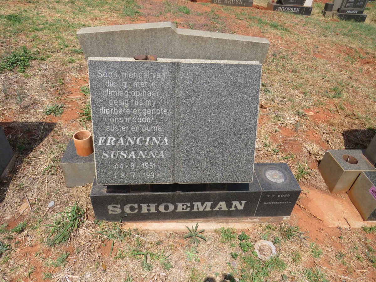 SCHOEMAN Francina Susanna 1951-1999