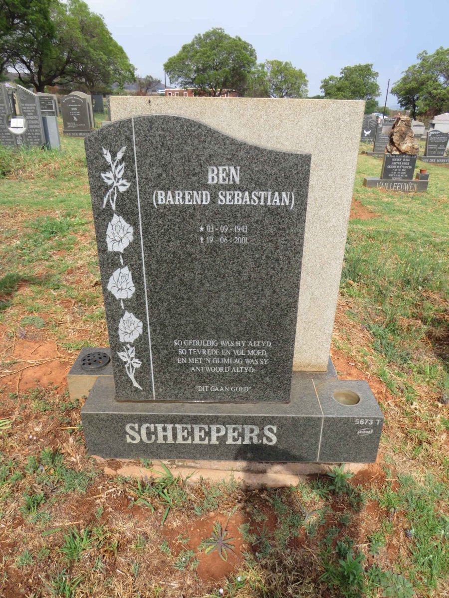 SCHEEPERS Barend Sebastian 1943-2001