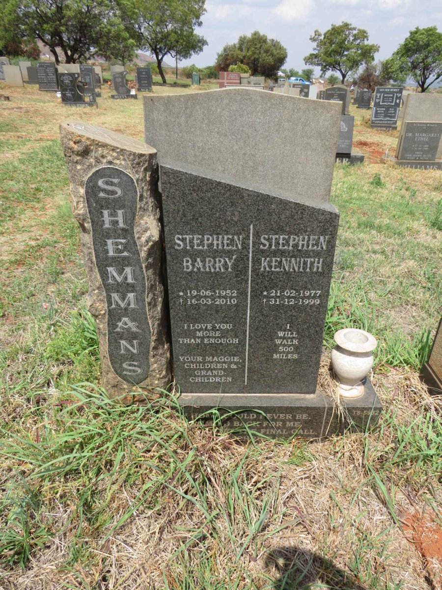 SHEMMANS Stephen Barry 1952-2010 :: SHEMMANS Stephen Kennith 1977-1999 _1