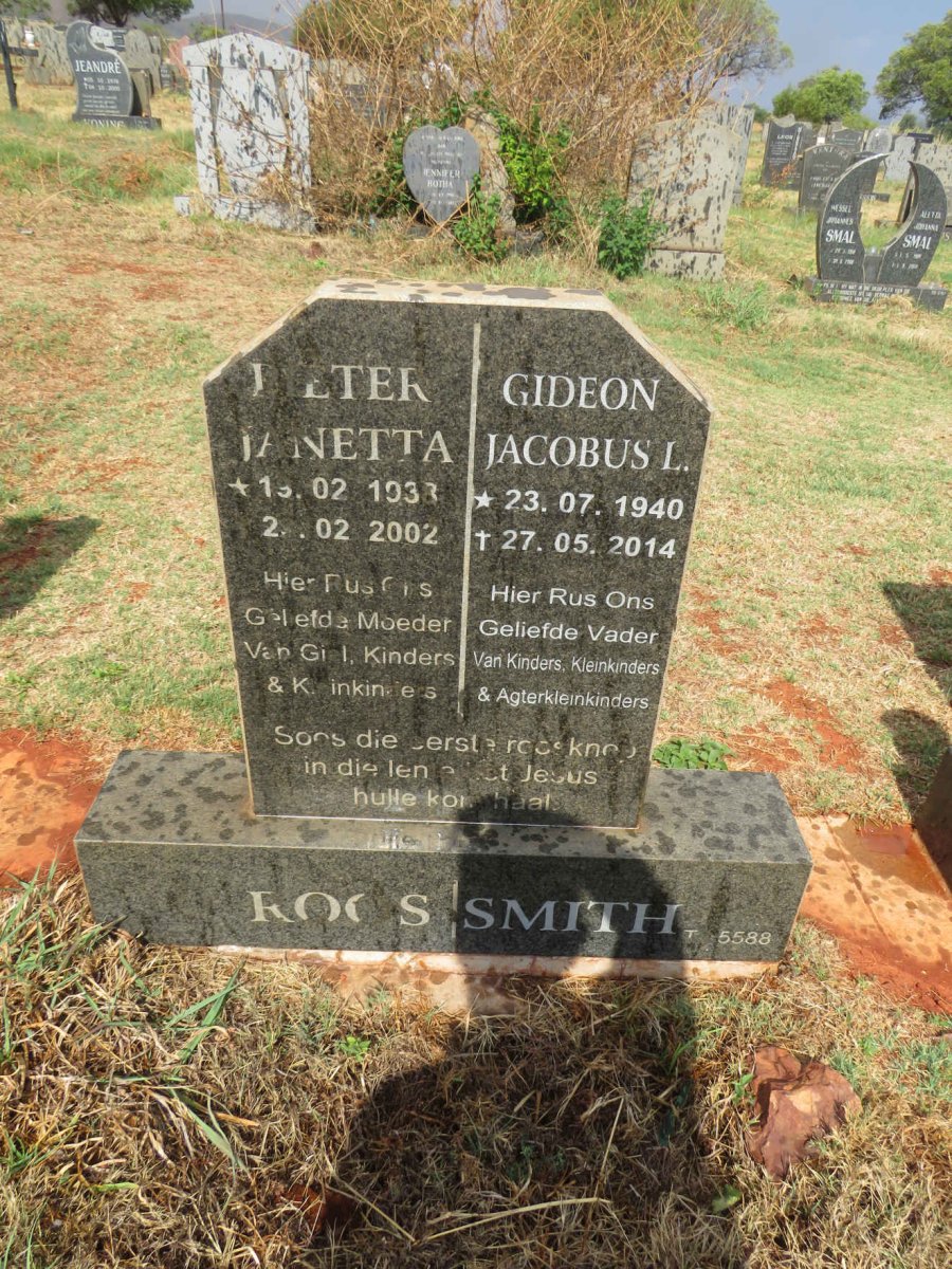 SMITH Gideon Jacobus L. 1940-2014 & Pieter Janetta ROOS 1938-2002