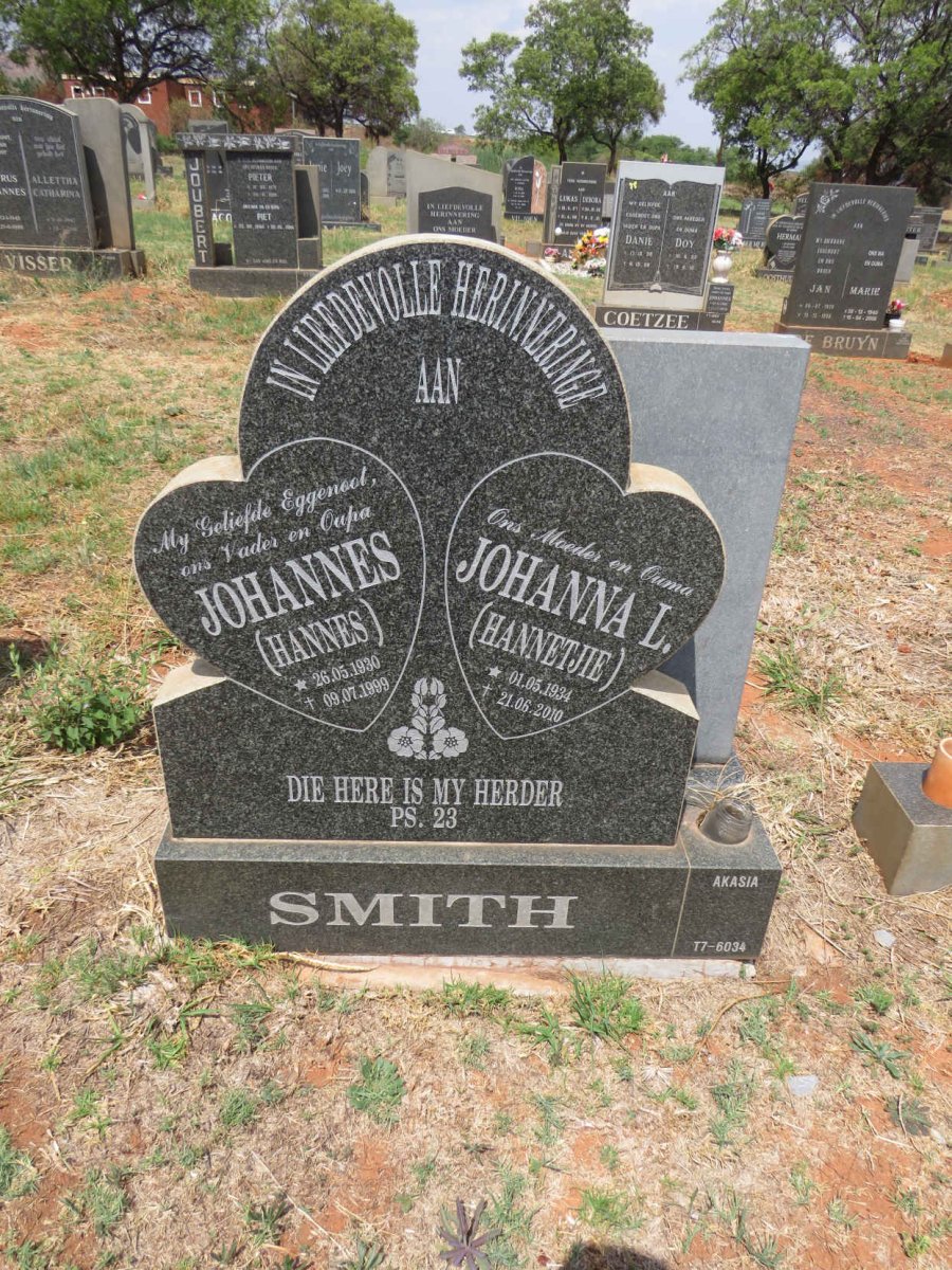 SMITH Johannes 1930-1999 & Johanna L. 1934-2010
