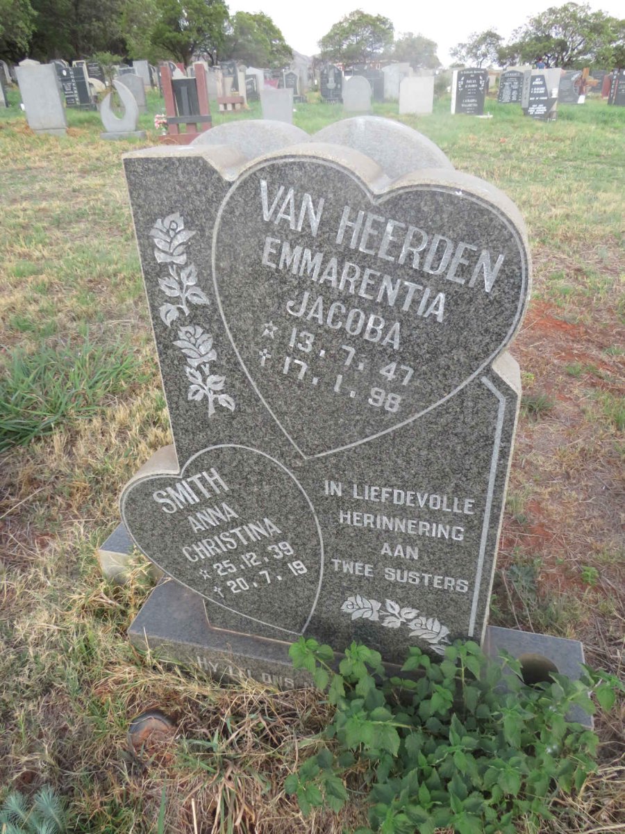 SMITH Anna Christina 1939-2019 :: HEERDEN Emmarentia Jacoba, van 1947-1998