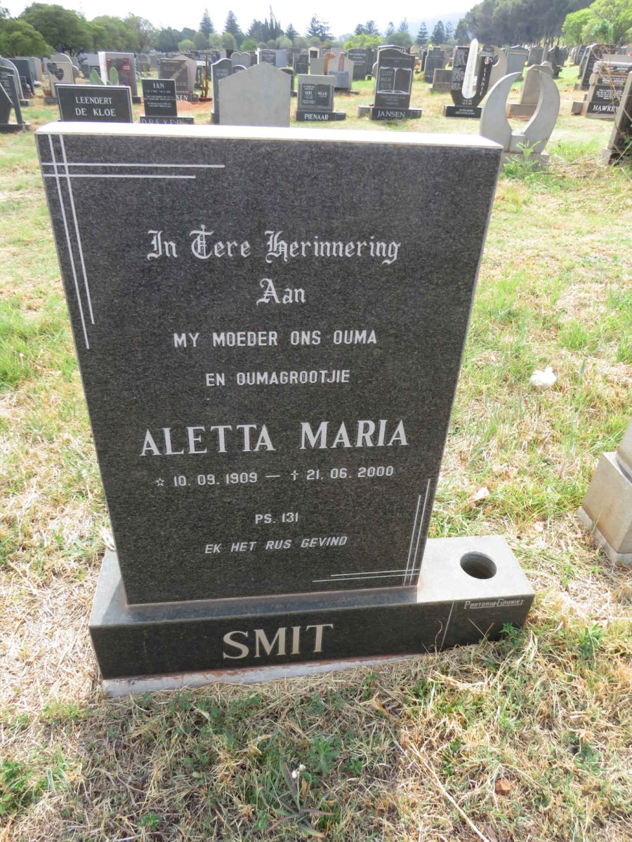 SMIT Aletta Maria 1909-2000