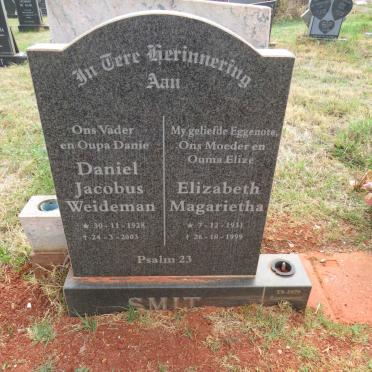 SMIT Daniel Jacobus Weideman 1928-2003 & Elizabeth Magarietha 1931-1999