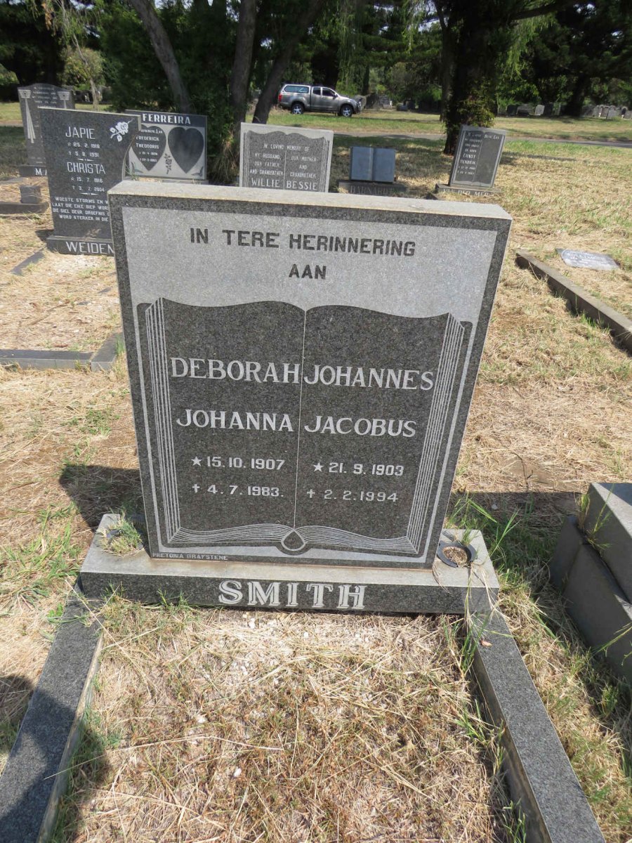 SMITH Johannes Jacobus 1903-1994 & Deborah Johanna 1907-1983