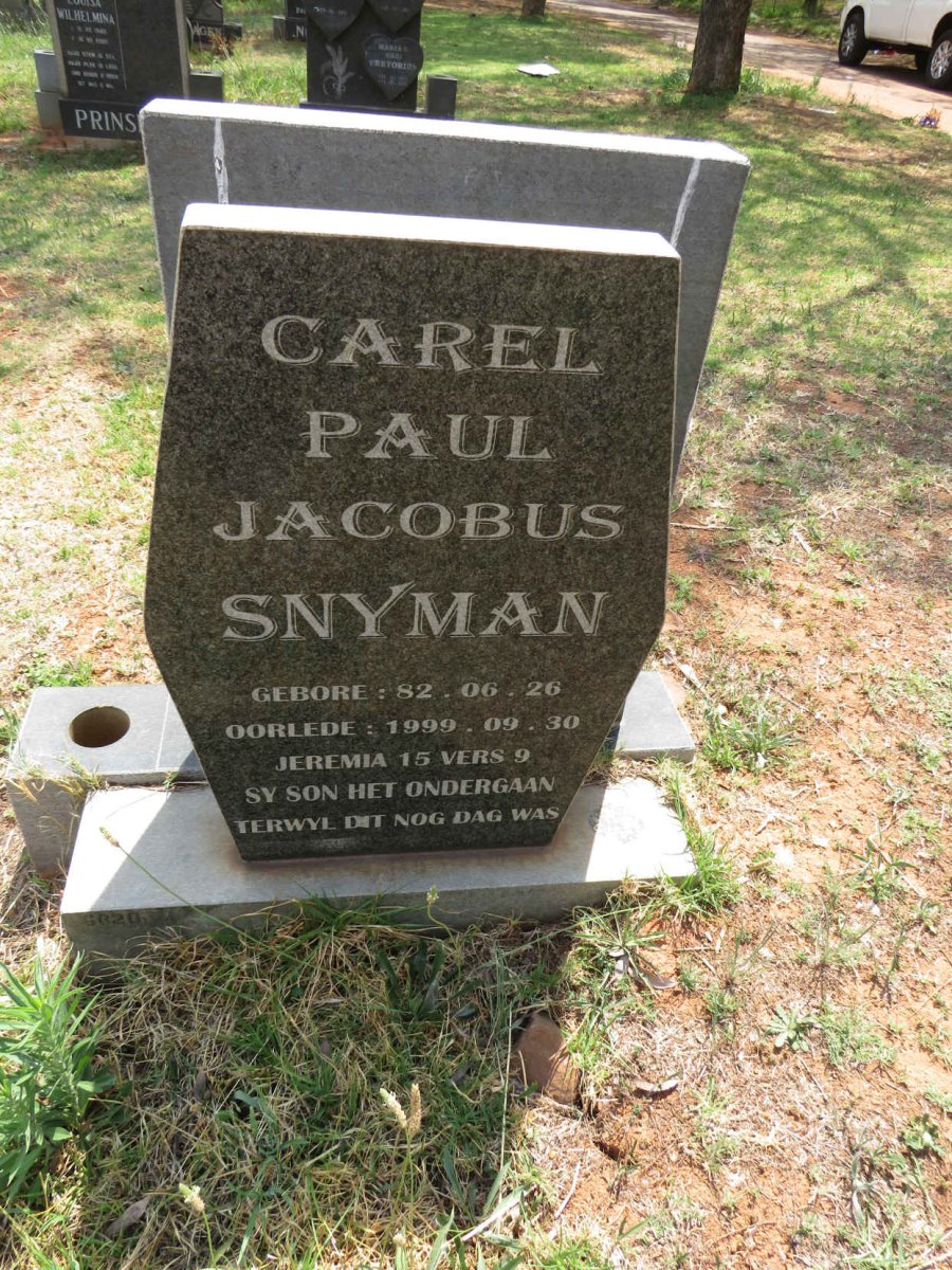 SNYMAN Carel Paul Jacobus 1982-1999