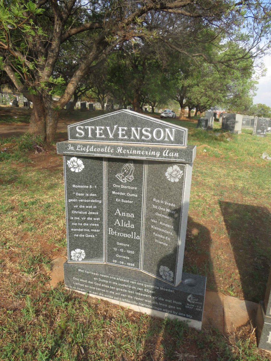 STEVENSON Anna Alida Petronella 1955-1998