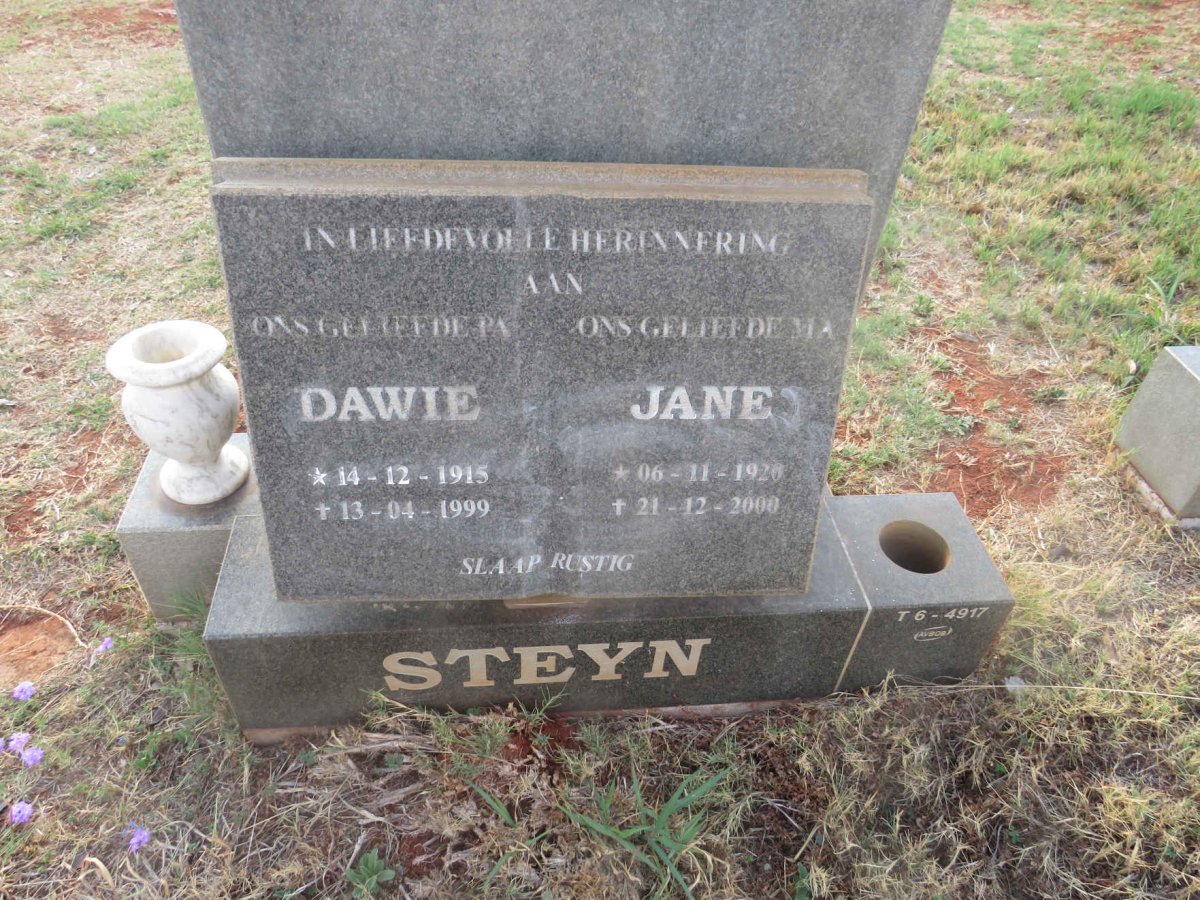 STEYN Dawie 1915-1999 & Jane 1920-2000