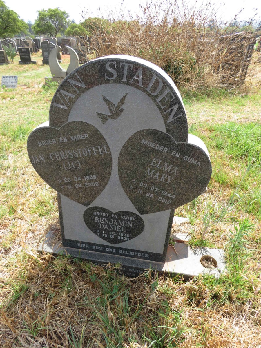 STADEN Elma Mary, van 1944-2012 :: VAN STADEN Jan Chrisstoffel 1969-2000 :: VAN STADEN Benjamin Daniel 1972-2008