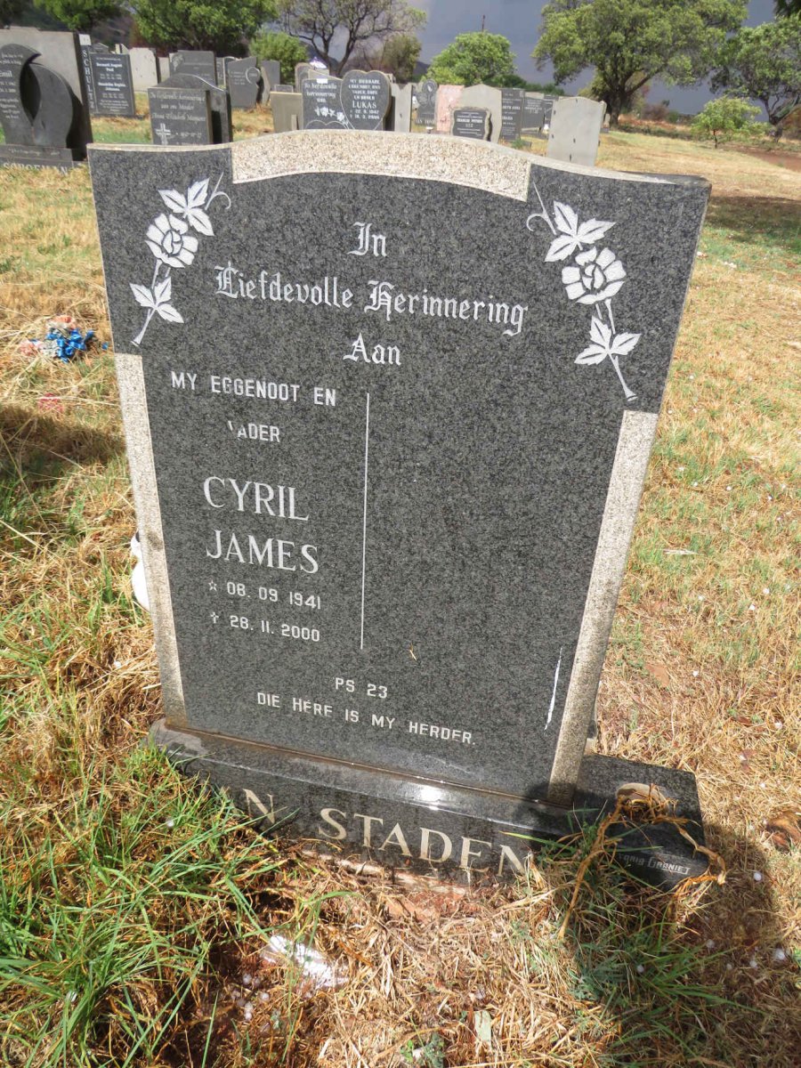 STADEN Cyril James, van 1941-2000