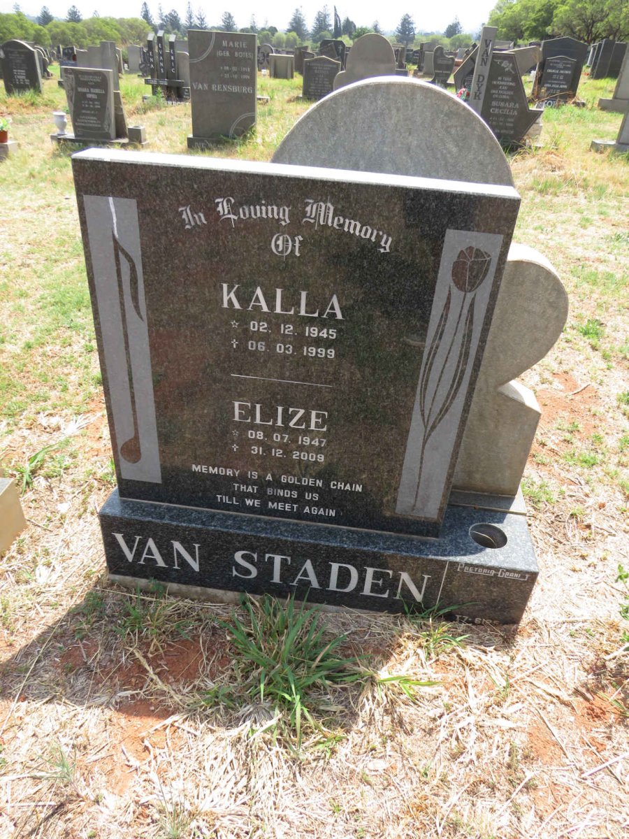 STADEN Kalla, van 1945-1999 & Elize 1947-2009