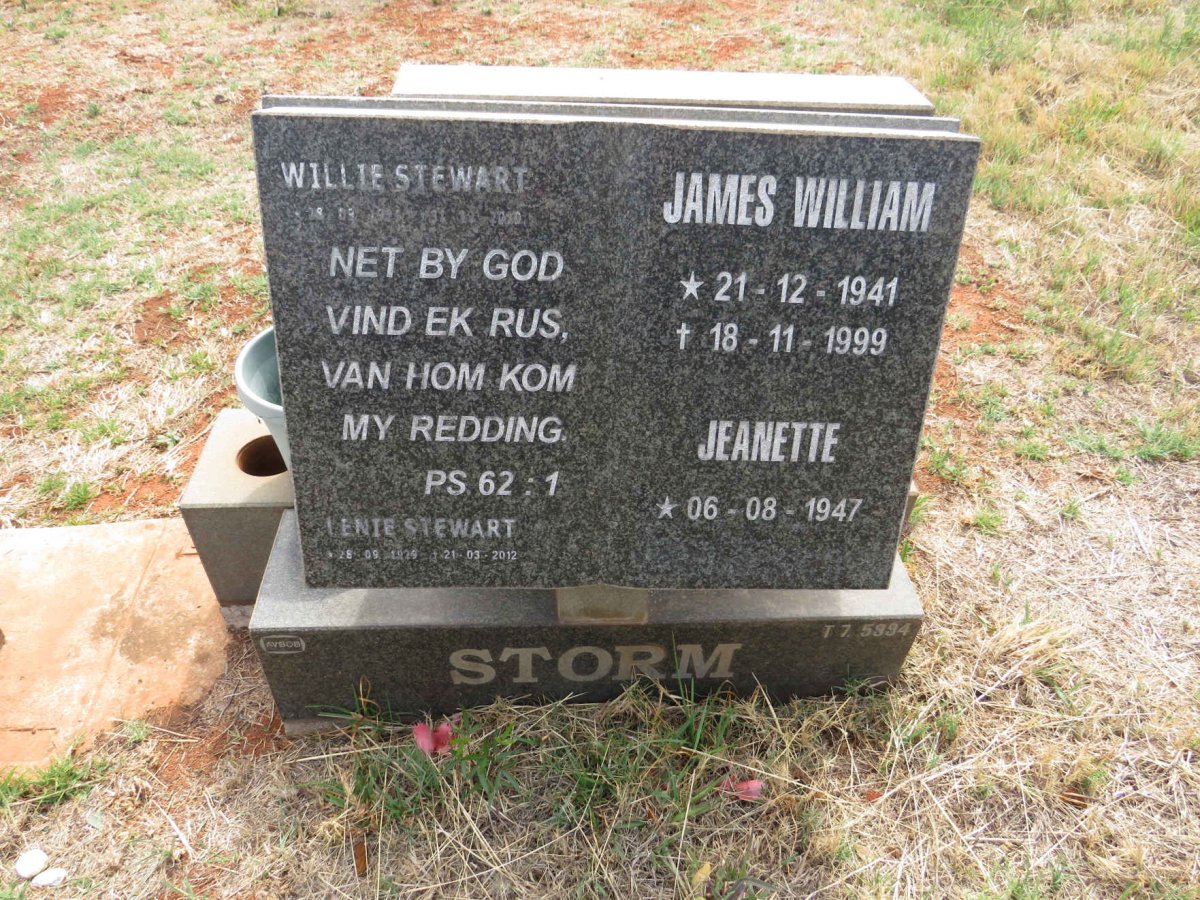 STORM James William 1941-1999 & Jeanette 1947-