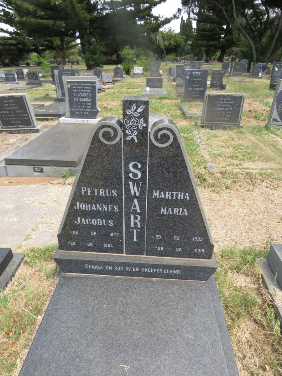 SWART Petrus Johannes Jacobus 1927-1984 & Martha Maria 1933-2019