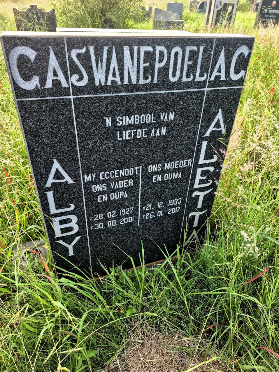 SWANEPOEL G.A. 1927-2001 & A.G. 1933-2017