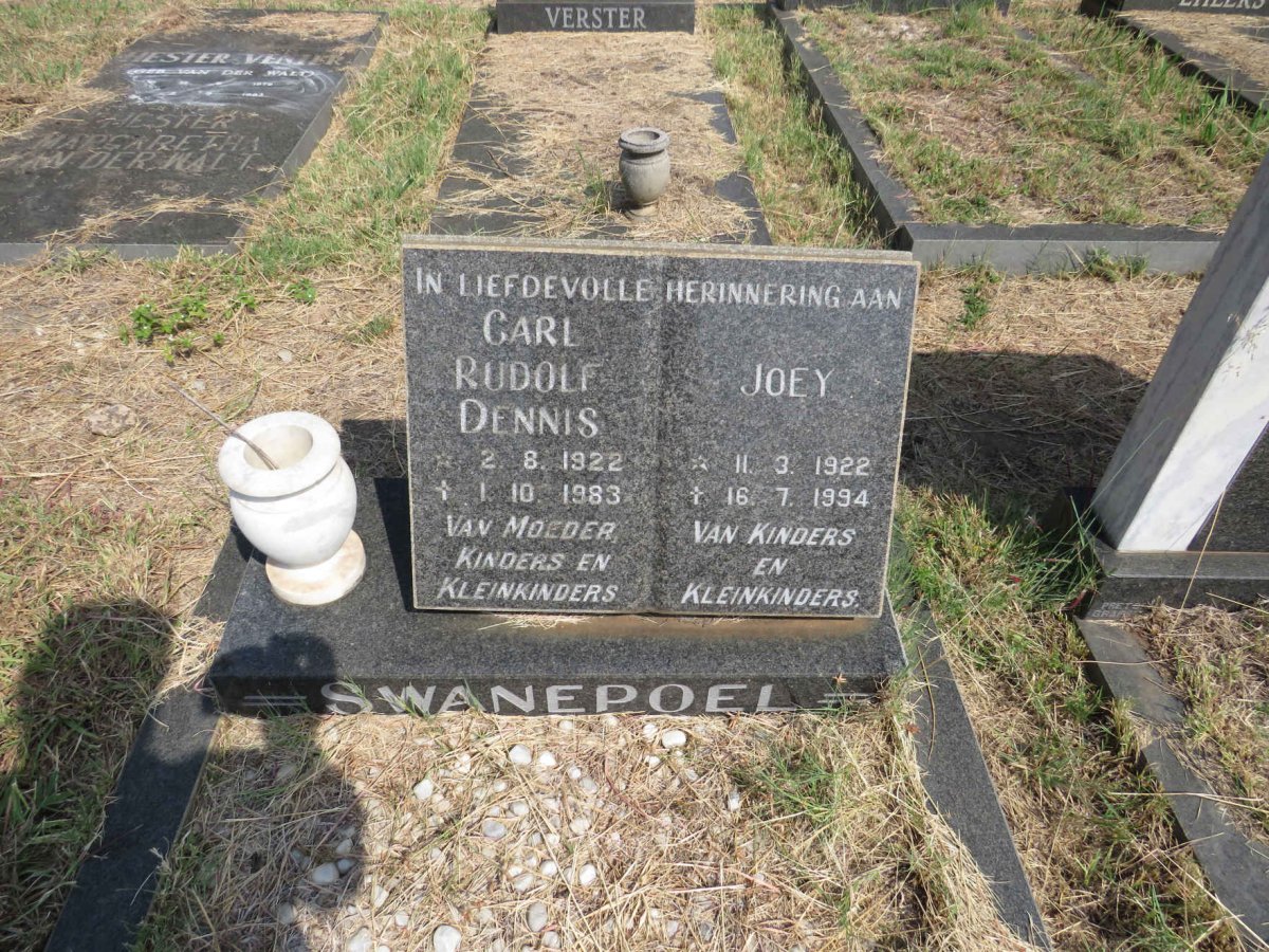 SWANEPOEL Carl Rudolf Dennis 1922-1983 & Joey 1922-1994