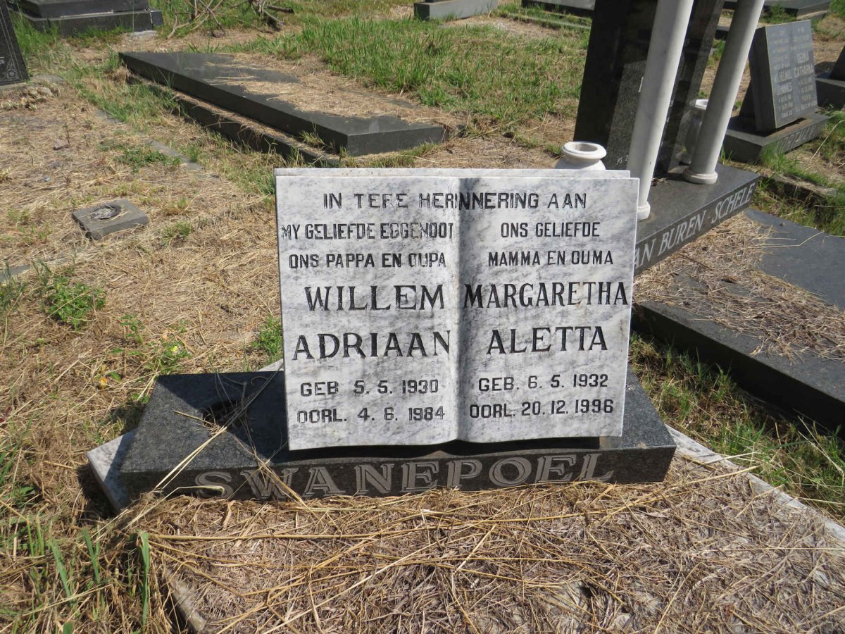 SWANEPOEL Willem Adriaan 1930-1984 & Margaretha Aletta 1932-1996