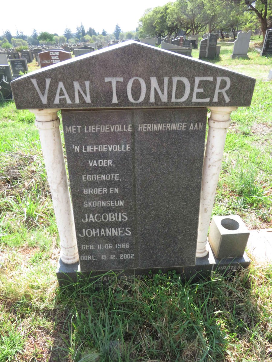 TONDER Jacobus Johannes, van 1966-2002