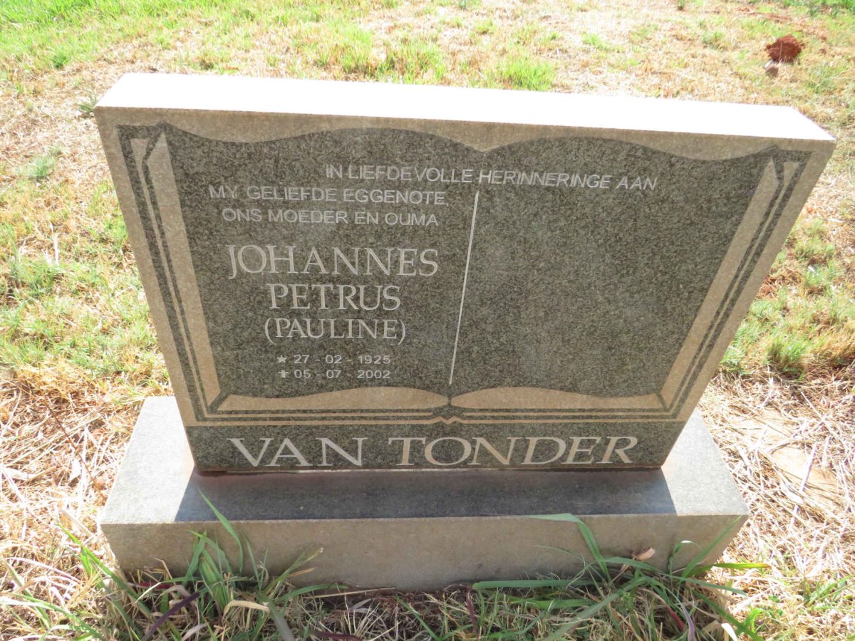 TONDER Johannes Petrus, van 1925-2002