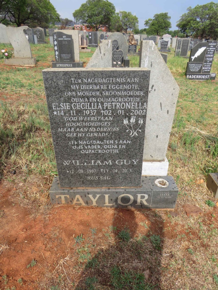 TAYLOR William Guy 1937-2013 & Elsie Cecillia Petronella 1937-2002