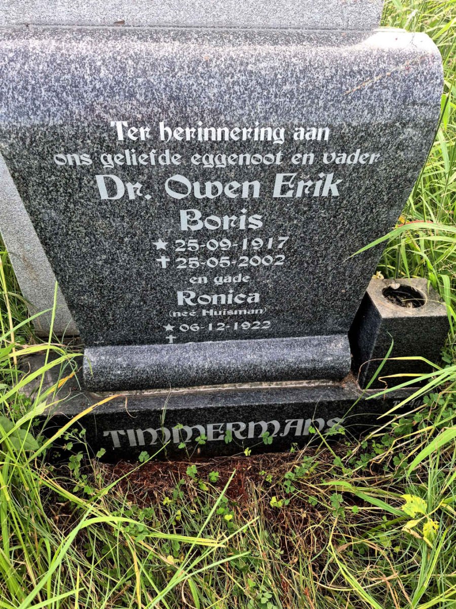 TIMMERMANS Owen Erik Boris 1917-2002 & Ronica HUISMAN 1922-