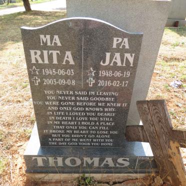 THOMAS Jan 1948-2016 & Rita 1945-2003