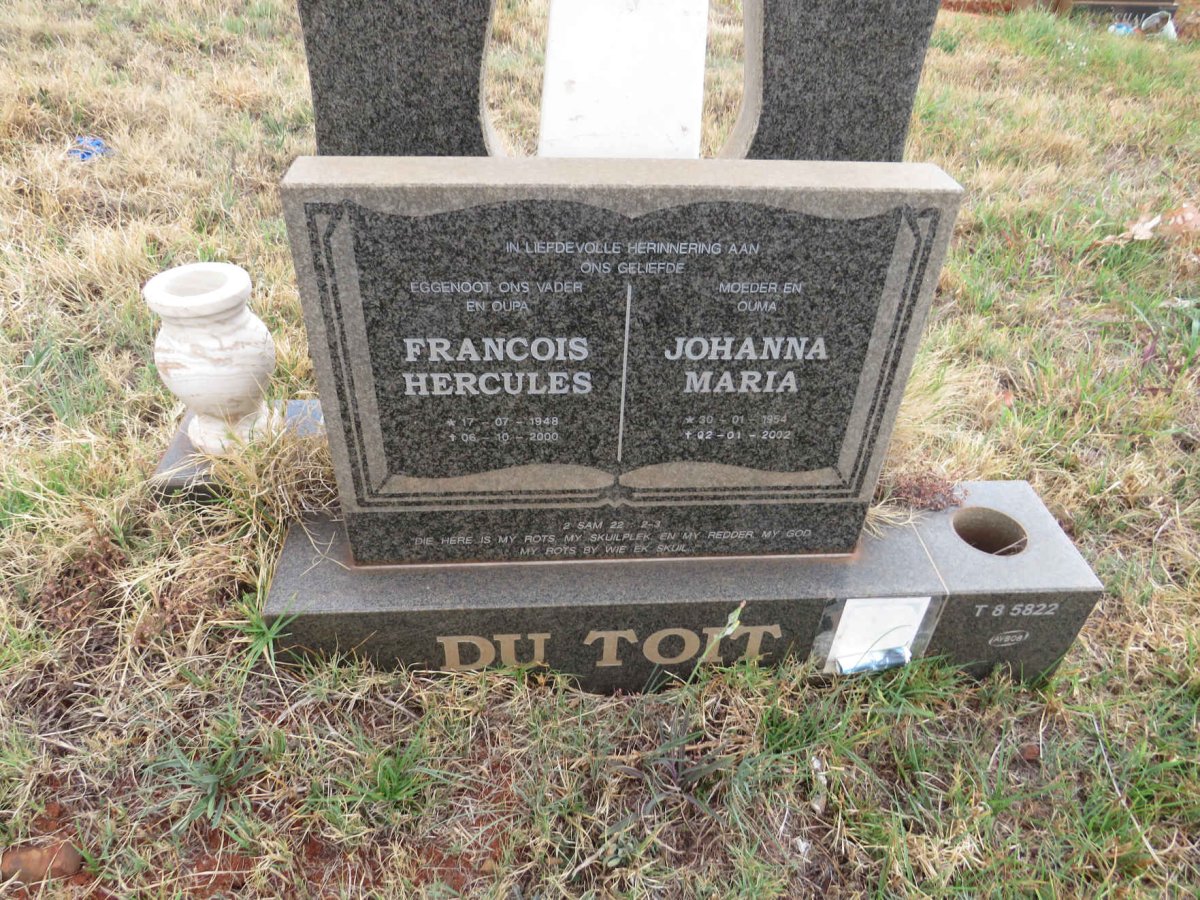 TOIT Francois Hercules, du 1948-2000 & Johanna Maria 1954-2002