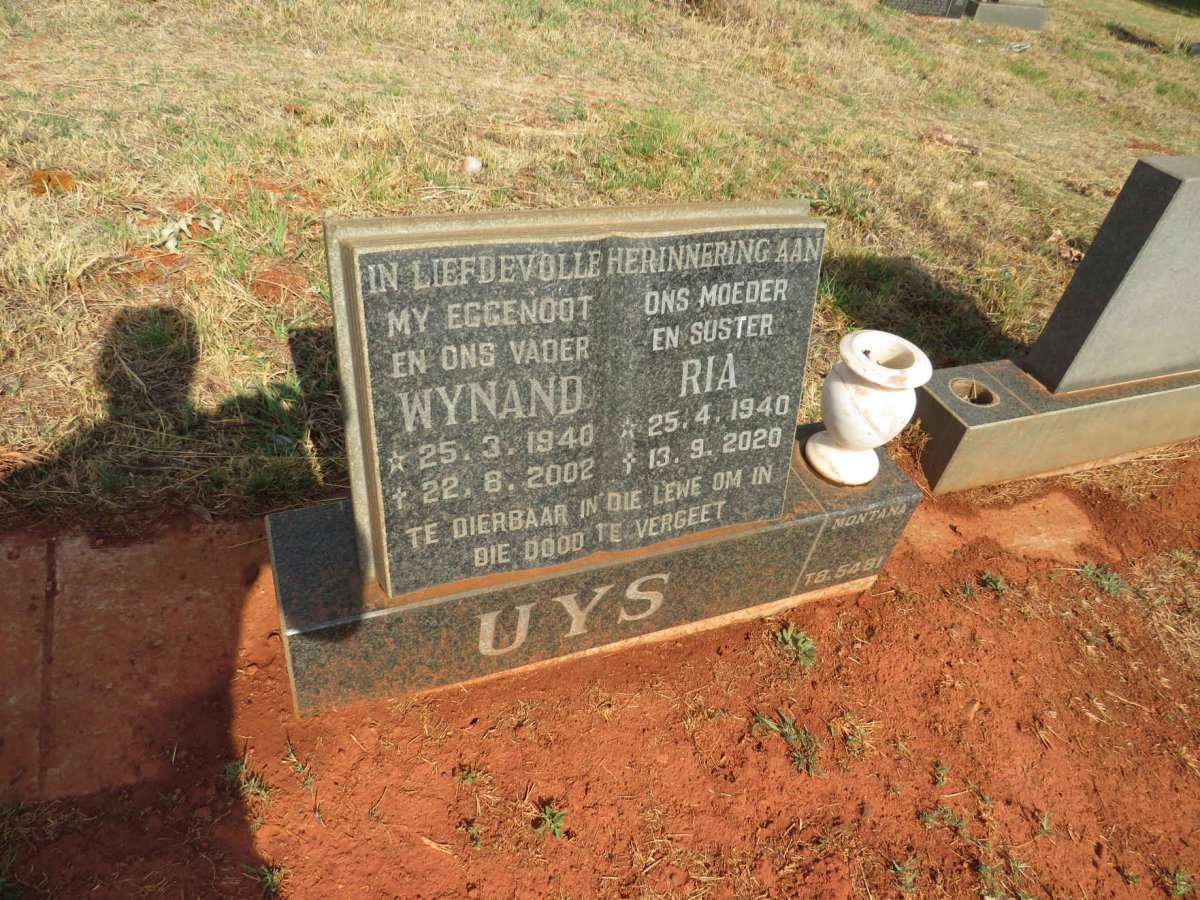 UYS Wynand 1940-2002 & Ria 1940-2020