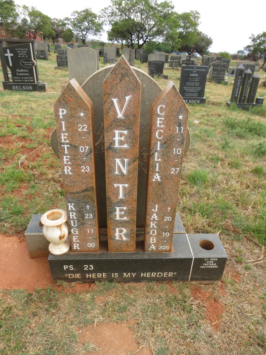 VENTER Pieter Kruger 1923-2000 & Cecilia Jakoba 1927-2020
