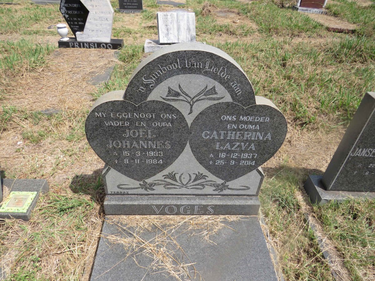 VOGES Joel Johannes 1933-1984 & Catherina Lazya 1937-2014