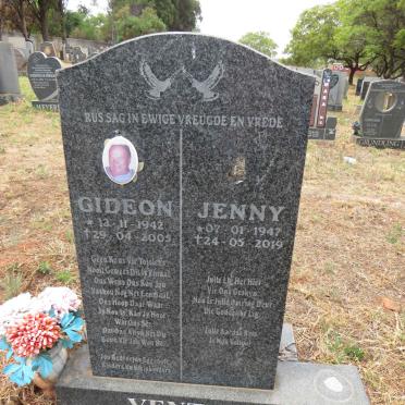VENTER Gideon 1942-2005 & Jenny 1947-2019 