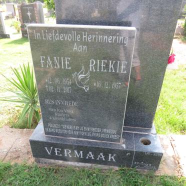 VERMAAK Fanie 1954-2017 & Riekie 1957- 