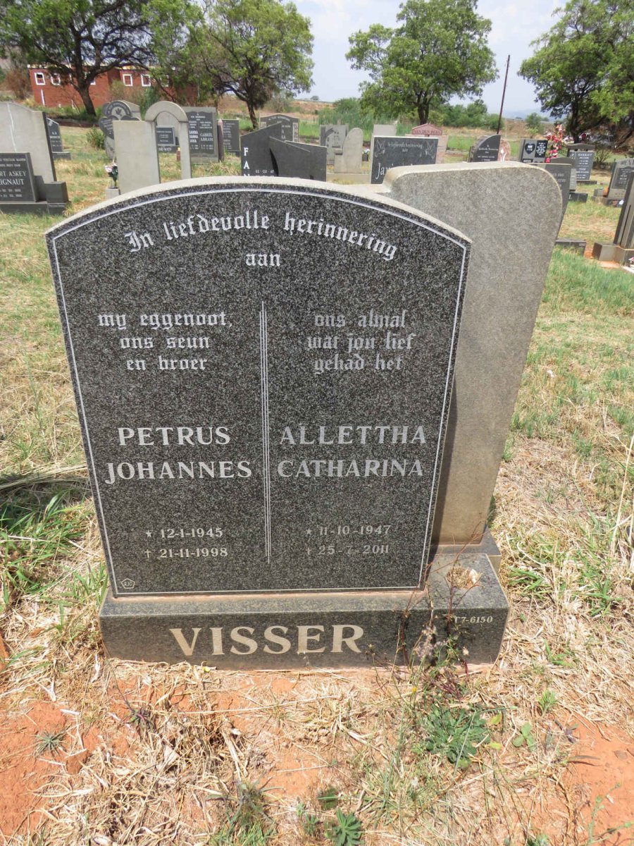 VISSER Petrus Johannes 1945-1998 & Allettha Catharina 1947-2011