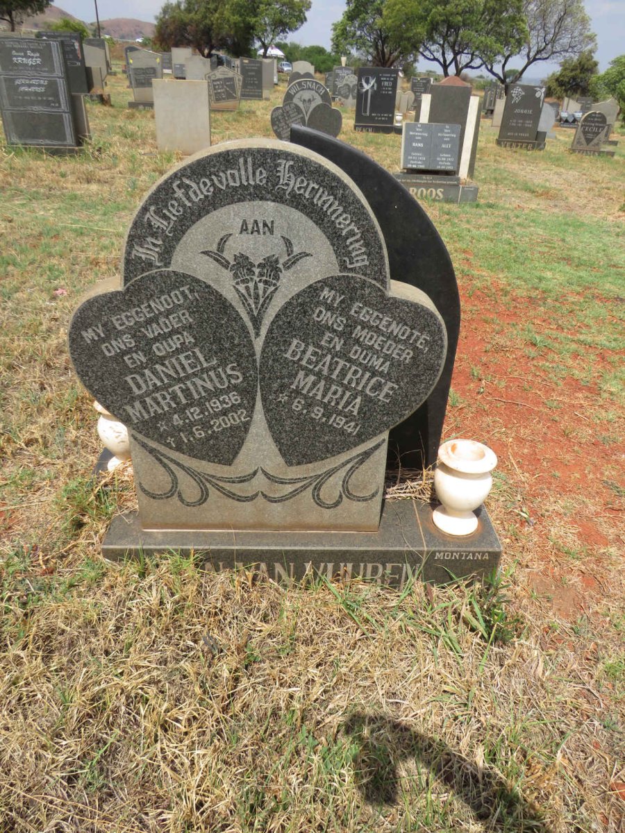 VUUREN Daniel Martinus, Jansen van 1936-2002 & Beatrice Maria 1941-