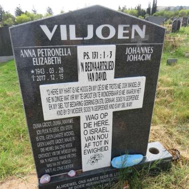 VILJOEN Johannes Johacim  & Anna Petronella Elizabeth 1943-2017
