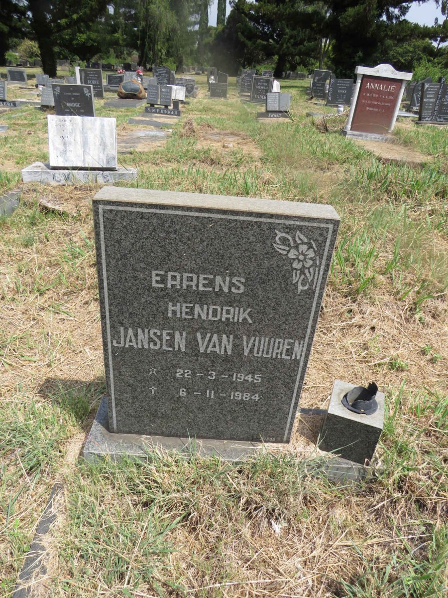 VUUREN Errens Hendrik, Jansen van 1945-1984