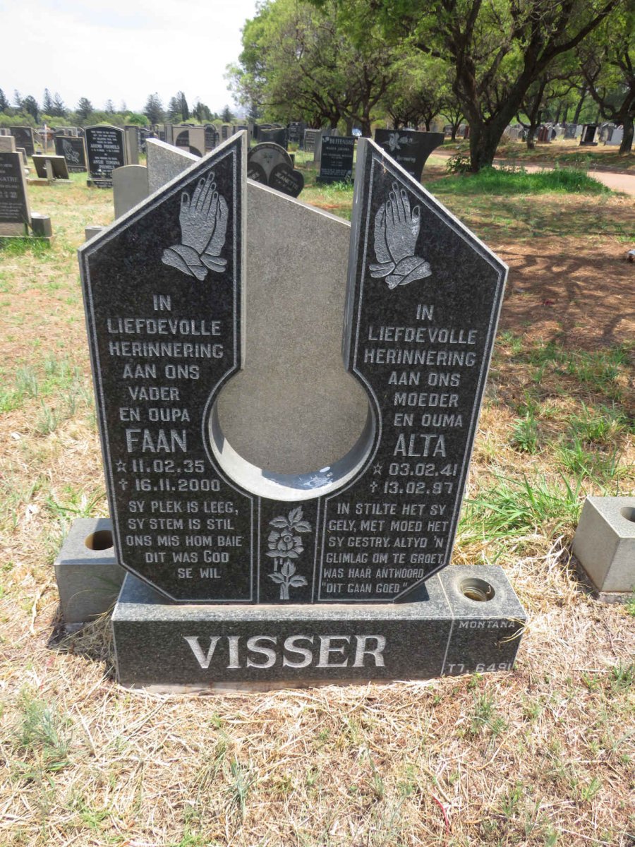 VISSER Faan 1935-2000 & Alta 1941-1997
