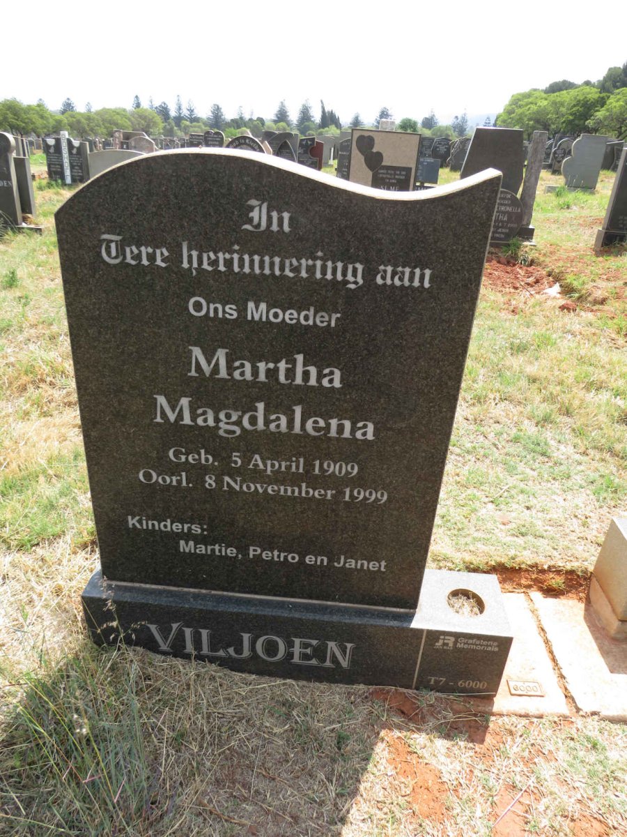 VILJOEN Martha Magdalena 1909-1999