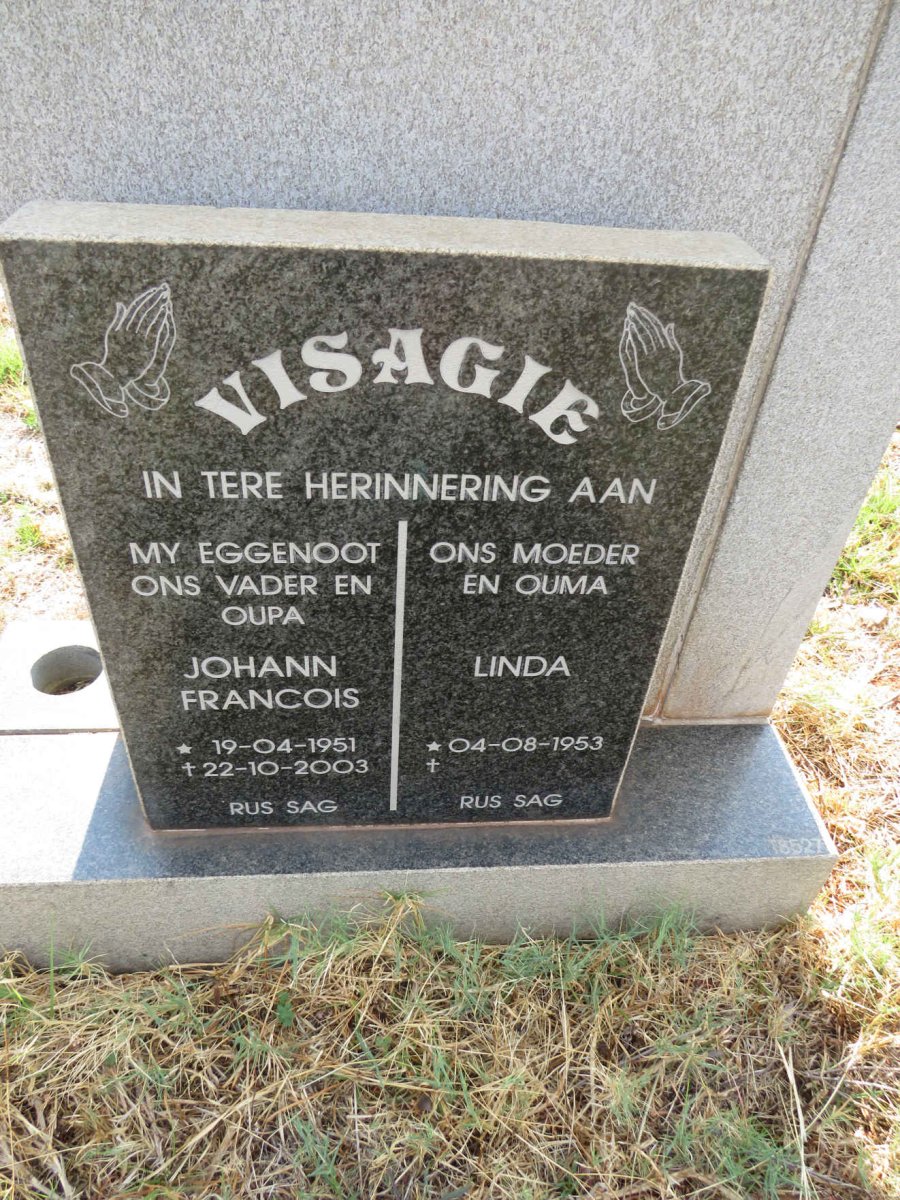 VISAGIE Johann Francois 1951-2003 & Linda 1953- 
