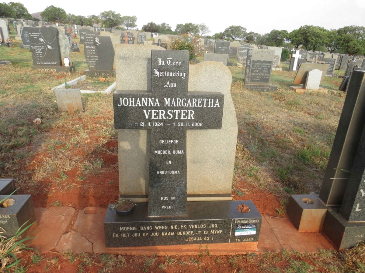 VERSTER Johanna Margaretha 1924-2002