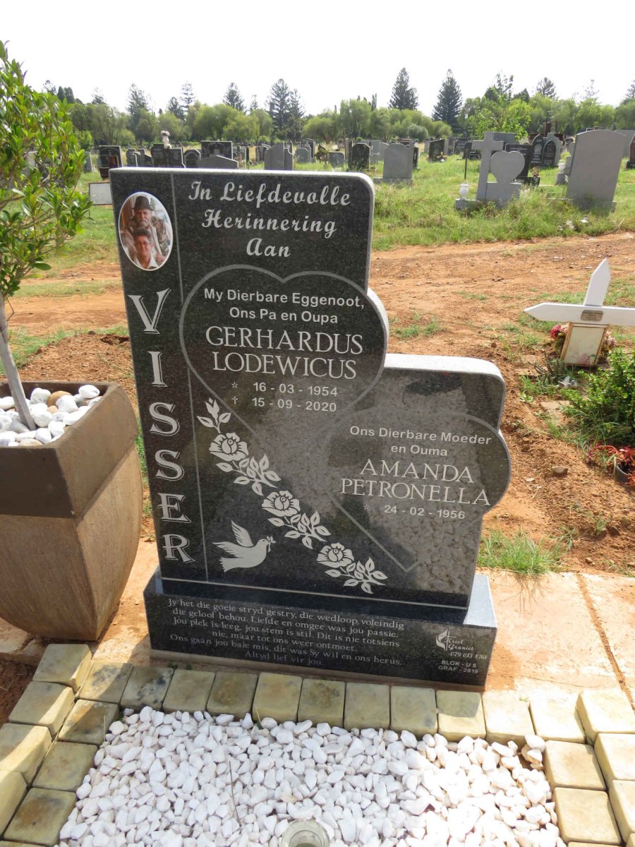 VISSER Gerhardus Lodewicus 1954-2020 & Amanda Petronella 1956- 