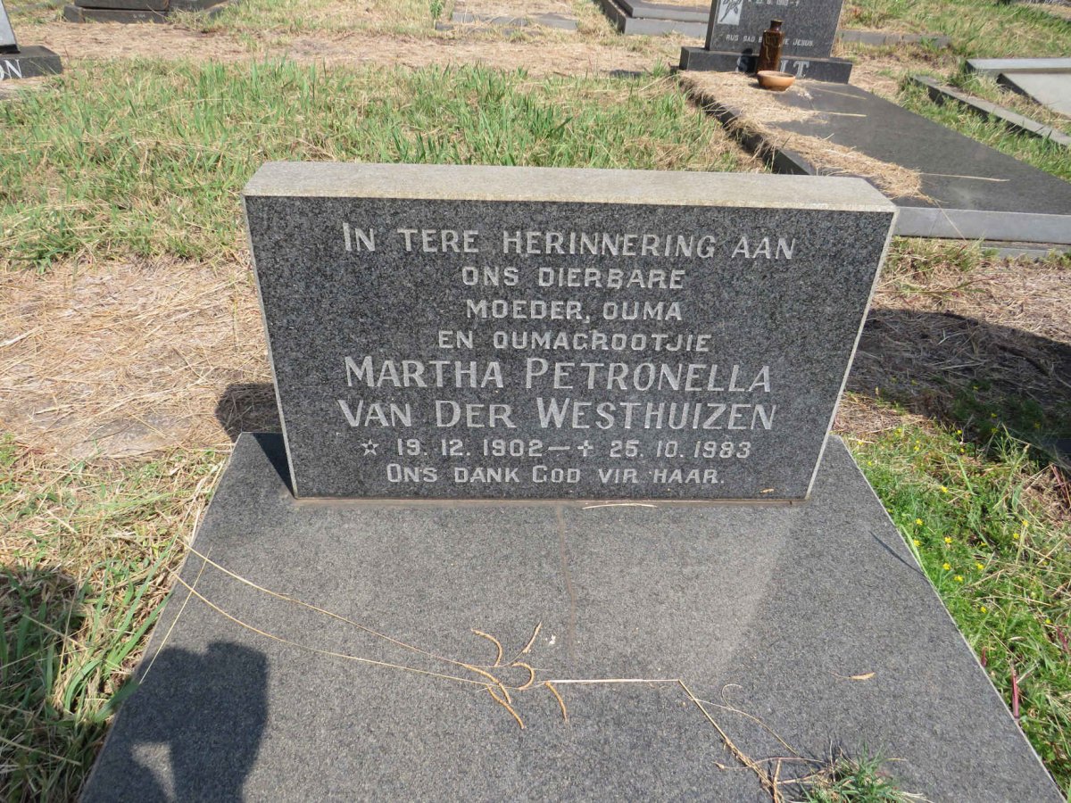 WESTHUIZEN Martha Petronella, van der 1902-1983