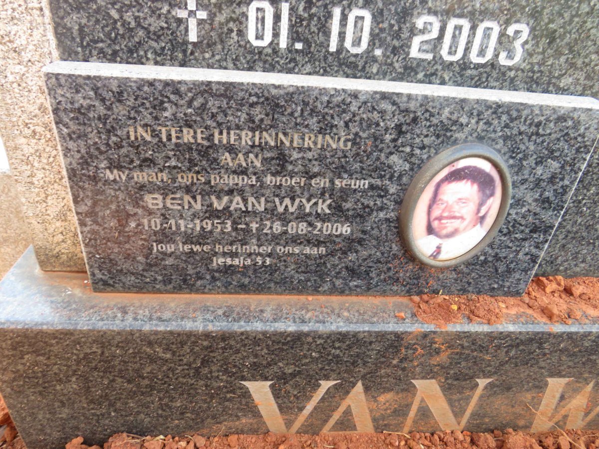 WYK Barend Jacobus, van 1930-2003 :: VAN WYK Ben 1953-2006 _2